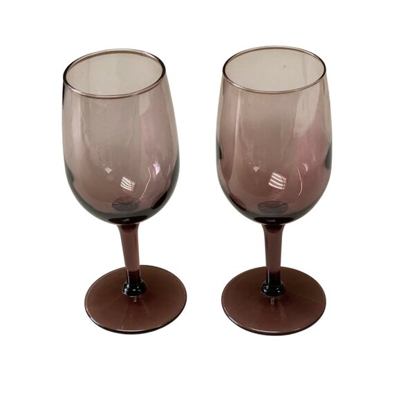 Vintage Plum-Colored Wine Glass Set Of 2 - Picture 2 of 6